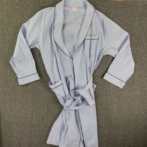 Brooks Brothers Robe Men Large Blue Striped Seersucker Strap Cotton